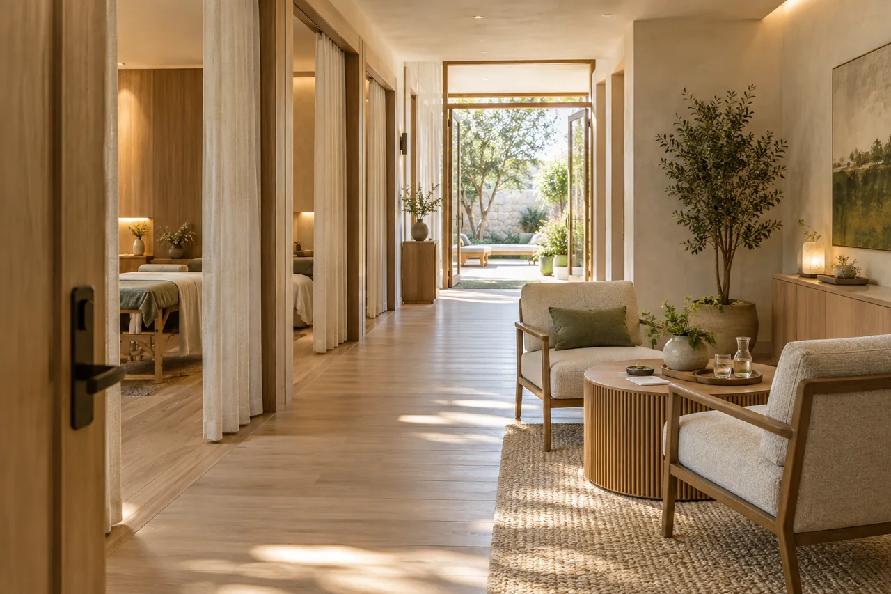 Concept visual: Private wellness bays and consultation seating