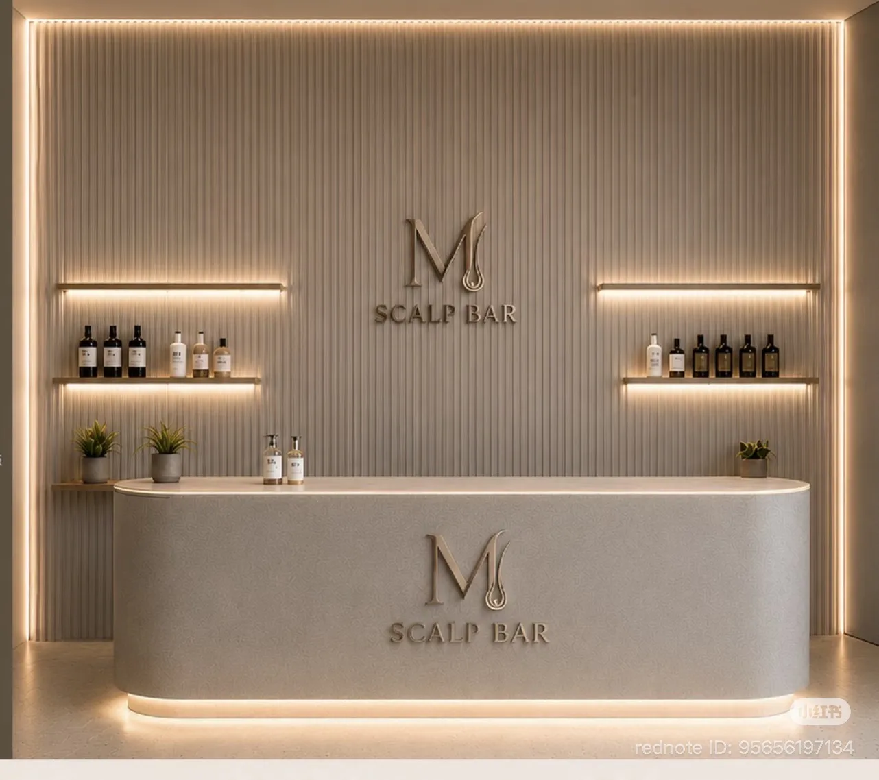 M Scalp Bar reception and waiting area