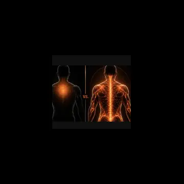 Two rear-view figures comparing a small warm area with a broader orange illuminated pattern