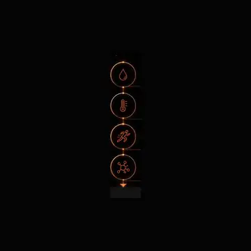 Circular sequence of blood-flow, temperature, movement and body-response icons