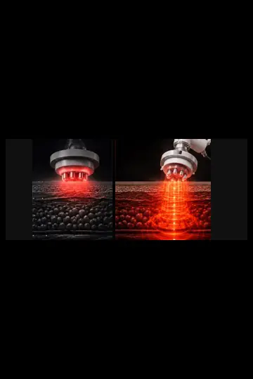 Two applicators above layered surface diagrams with different illuminated patterns