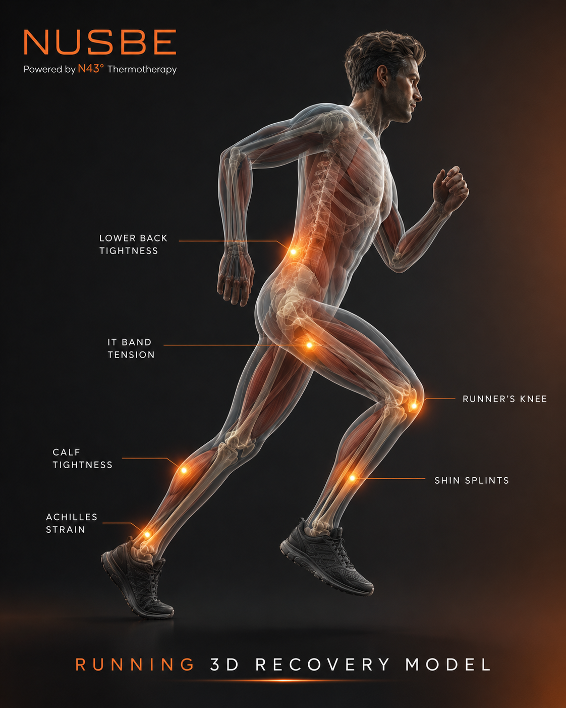 Running recovery model with highlighted training discomfort points