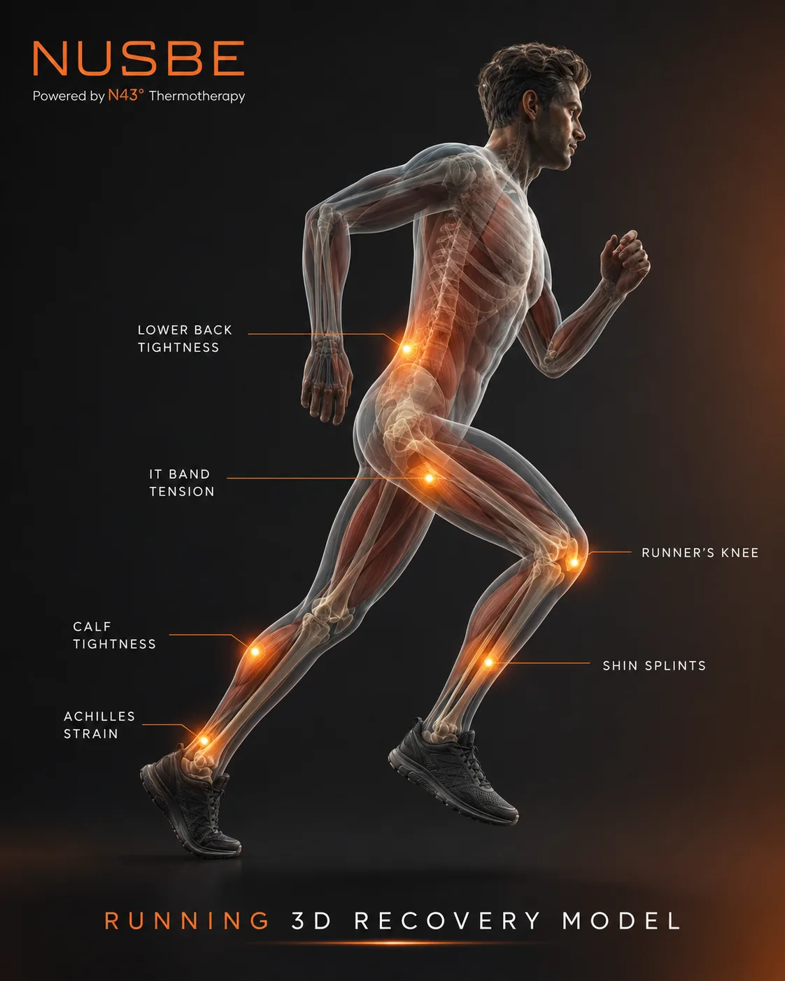 Running recovery model with highlighted training discomfort points